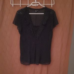 Black and White pleated blouse